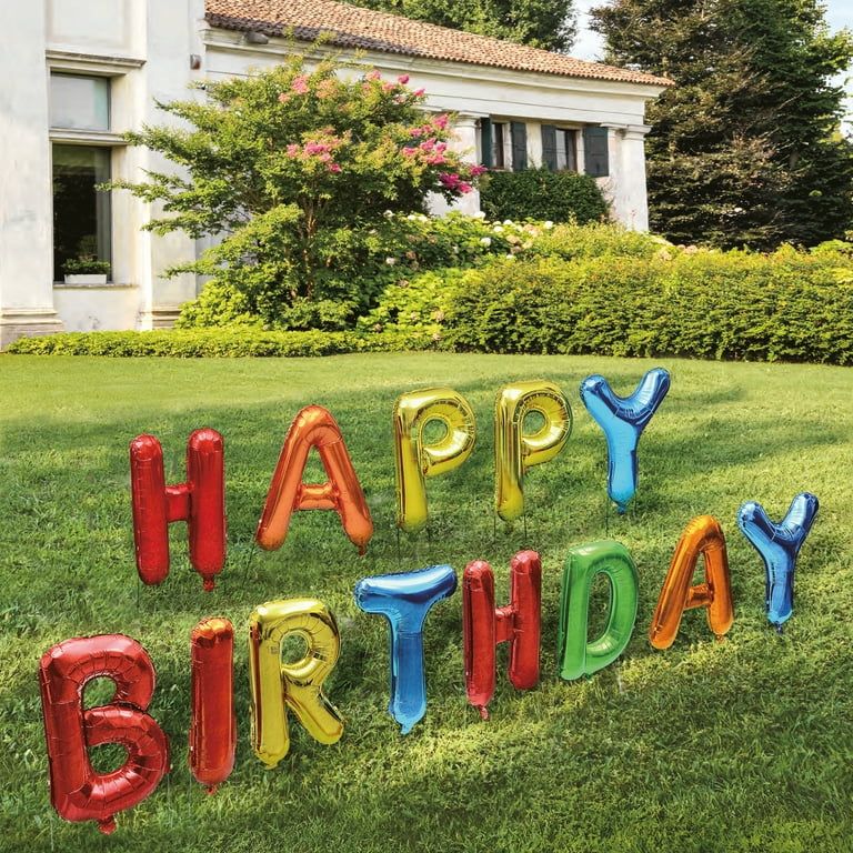 Way to Celebrate Deluxe Multi Color "Happy Birthday" Party Balloon Yard Stake | Walmart (US)