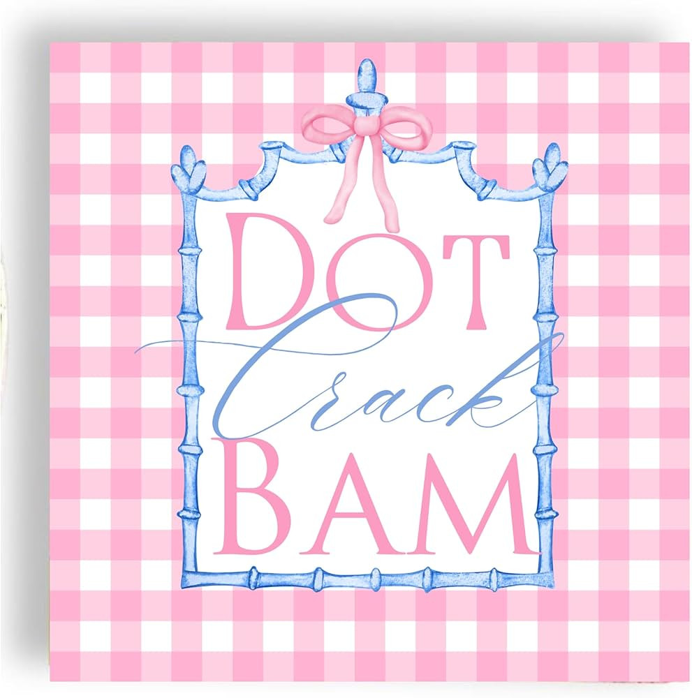 Mahjong Cocktail Napkins 24 Count – 3-Ply Paper Napkins with Pink Gingham “Dot Crack Bam” D... | Amazon (US)