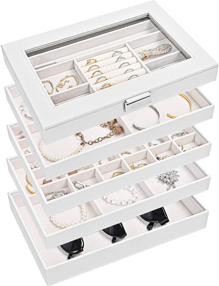 ProCase 5 Layers Stackable Jewelry Tray Box, Stackers Jewelry Trays for Dresser Drawer Storage, J... | Amazon (US)