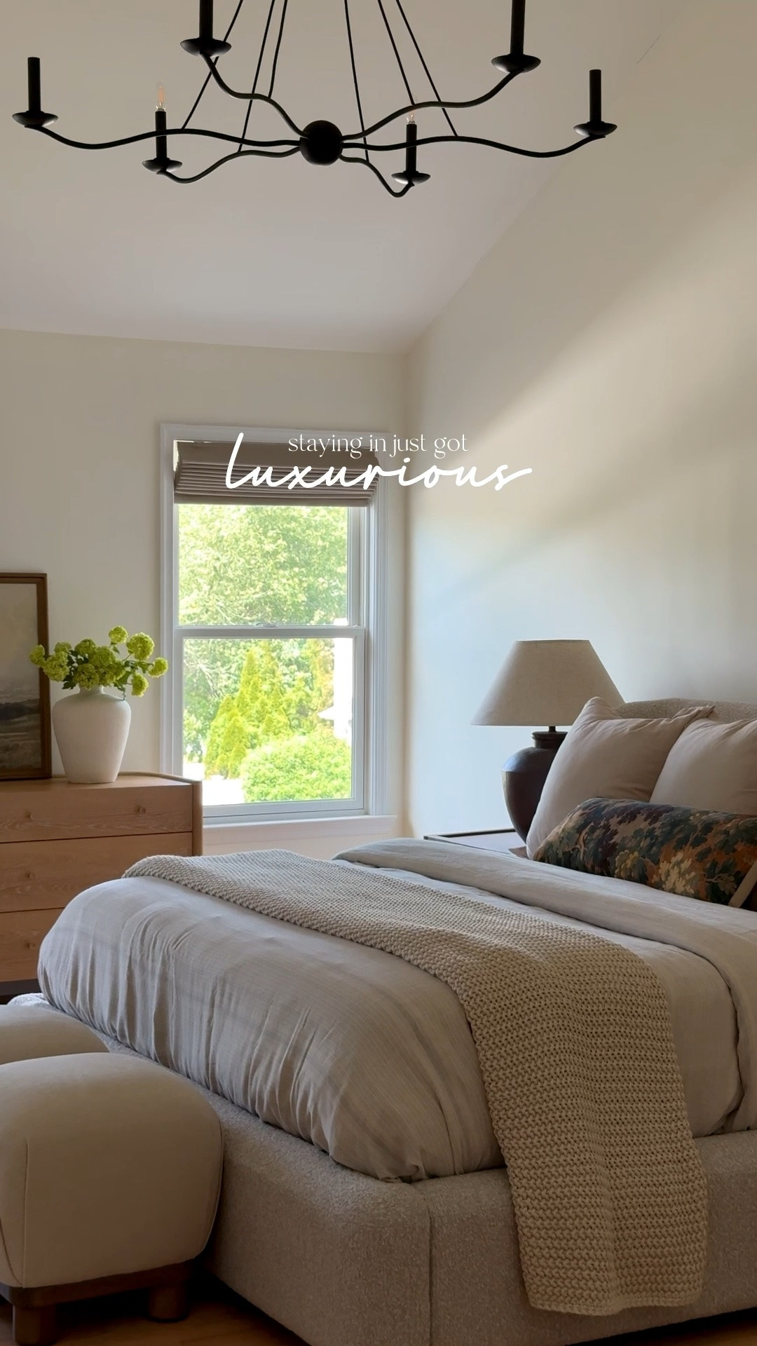 Ashley Luxe bedroom makeover! This is your sign to give your space a cozy, comfortable and sophisticated refresh and @ashleyofficial new Luxe collection offers exactly that. The Luxe Neo upholstered boucle bedframe is the anchor of our space, paired with several other pieces from the collection. A space made to be well lived & loved. #AshleyLuxe #AshleyPartner #Ad #bedroom #homedecor