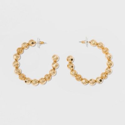 SUGARFIX by BaubleBar Golden Hoop Earrings with Beads - Gold | Target