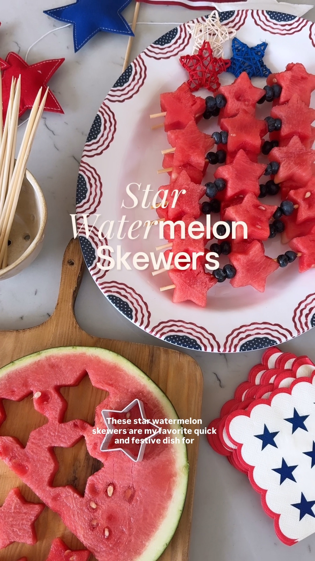 Watermelon Star Skewers are my new go-to summer snack — cute, refreshing, and zero cooking required! 🍉 ⭐️The boys (and their mama!) can’t get enough of these patriotic little stars. Just fresh watermelon, a star cookie cutter, and your favorite skewers or toothpicks. Add blueberries + strawberries for a red-white-and-blue twist, or keep it simple with a sprinkle of Tajín or lime zest for a little kick. Perfect for pool days, mountain picnics, or 4th of July gatherings🇺🇸 Kid-approved and naturally sweet with no added junk.

What’s your favorite no-cook summer treat? Drop it below 👇 I’m always collecting ideas!!

 #FourthOfJulyFood #summersnacks

#LTKfoodie #LTKSeasonal #LTKHome