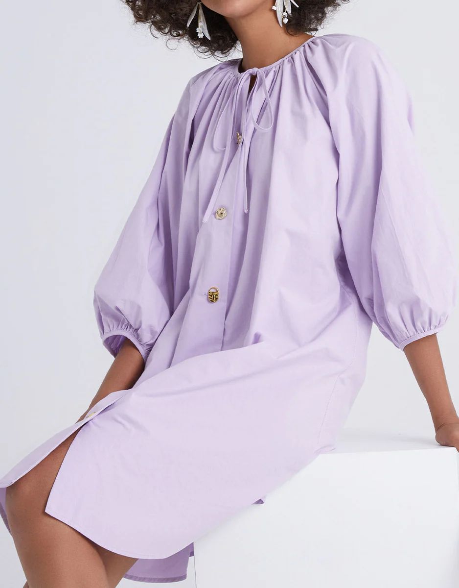 Knot Front Button Up Crew Neck Dress | Urban Revivo