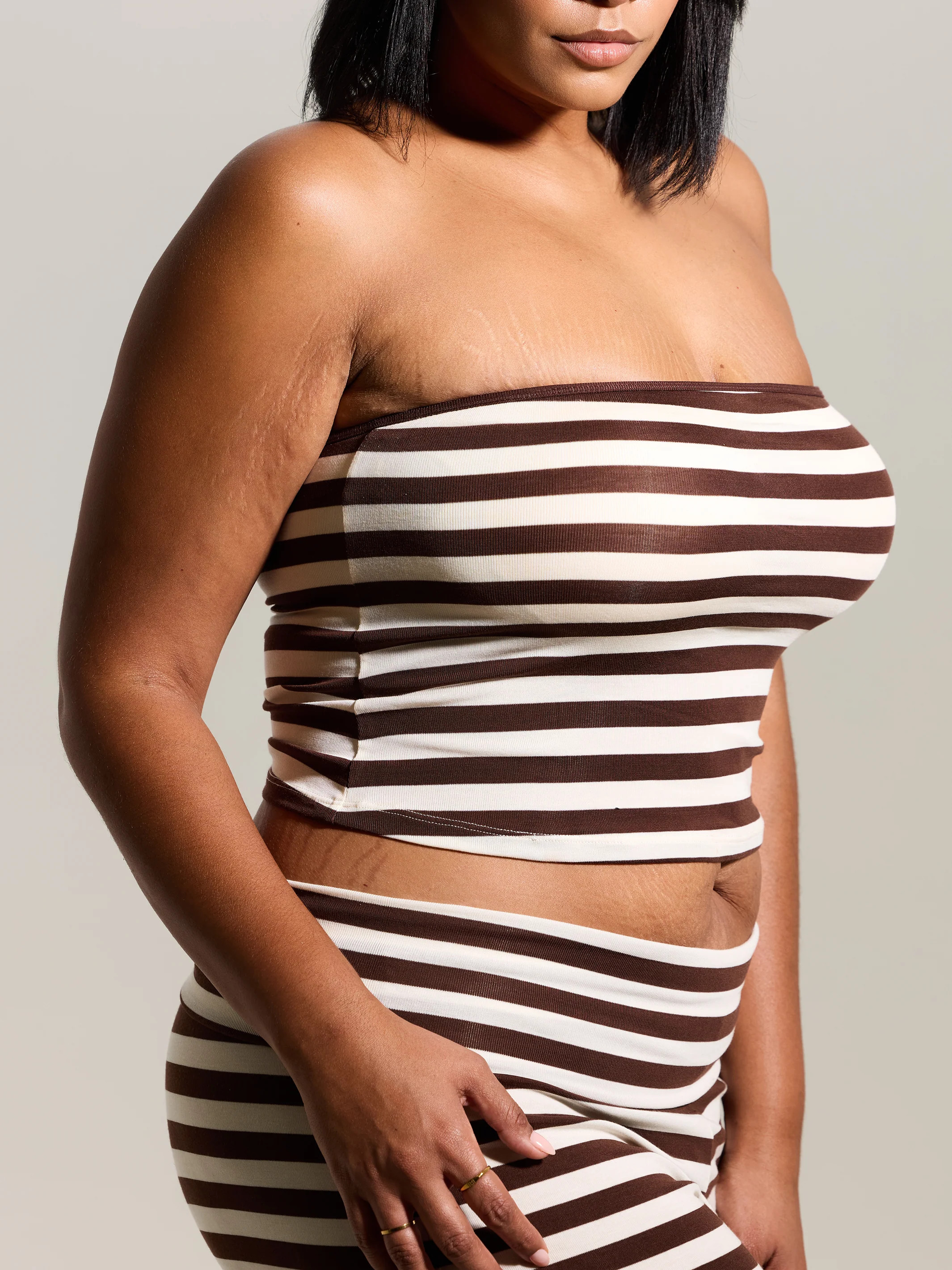 Striped Tube Top Mid Length | Klassy