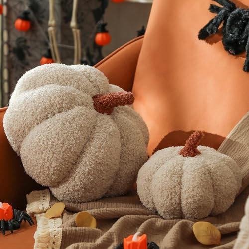 YRXRUS Pumpkin Pillows, Halloween Pumpkin Pillow Set of 2, Off White | Halloween Pillows for Fall... | Amazon (US)