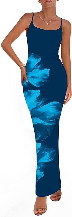 PRETTYGARDEN Womens Floral Maxi Dress Summer 2026 Sexy Spaghetti Strap Slip Bodycon Mesh Beach Va... | Amazon (US)