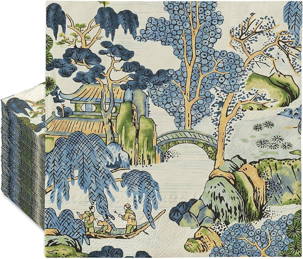 Generic 100Pcs Chinoiserie Paper Napkins Vintage Disposable Napkins Farmhouse Oriental Luncheon D... | Amazon (US)
