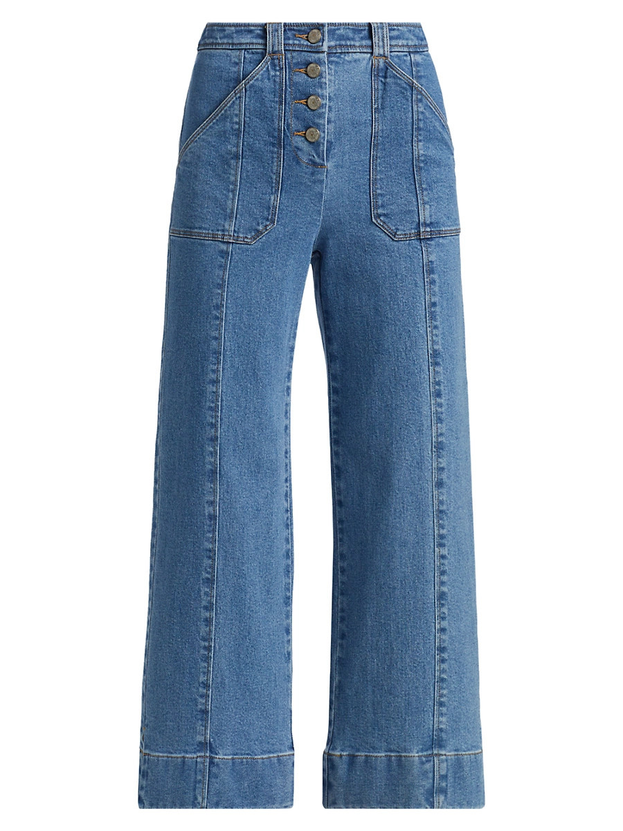 Women's Benji Mid-Rise Wide-Leg Pants - Blue Haze - Size 8 | Saks Fifth Avenue