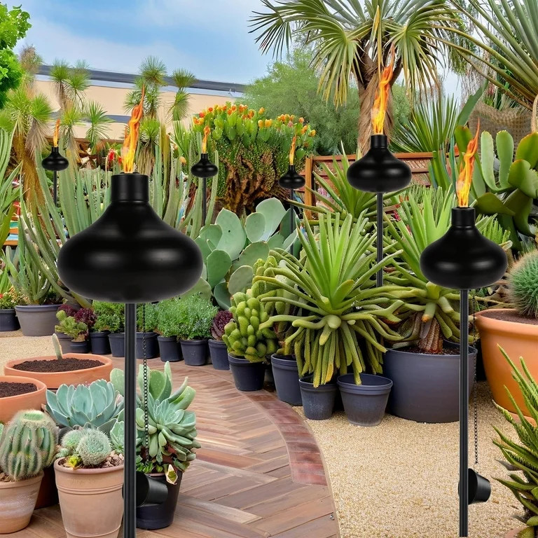 6 Pack Home Garden Torch Set, 59.6-inch Outdoor Metal Torch Garden D\u00e9cor, Citronella Torches... | Walmart (US)