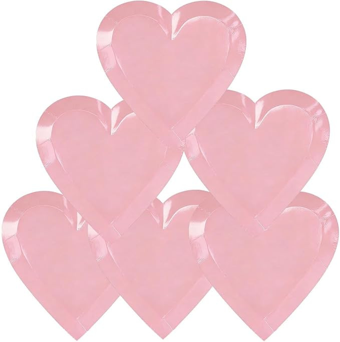 Valentines Pink Heart Shaped Dessert Plates, 9'' Disposable Plates 50 Pack Dinner Plates for Vale... | Amazon (US)