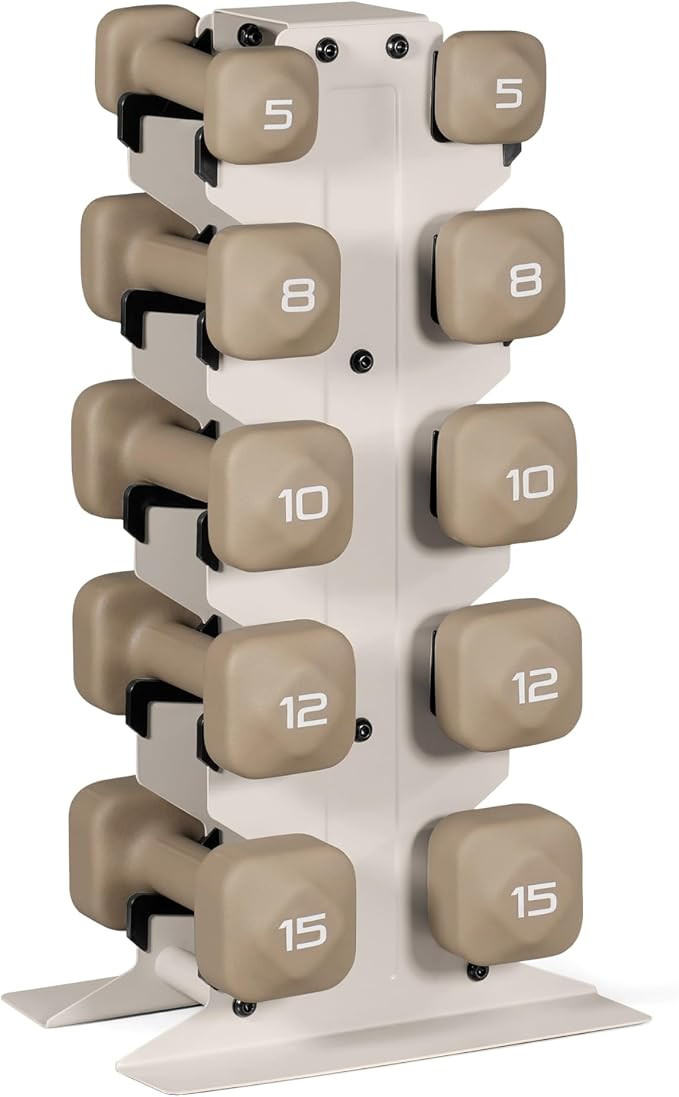 Tone Fitness Neoprene Dumbbell Set with Storage Rack – Non-Slip, Anti-Roll Hand Weights for Hom... | Amazon (US)