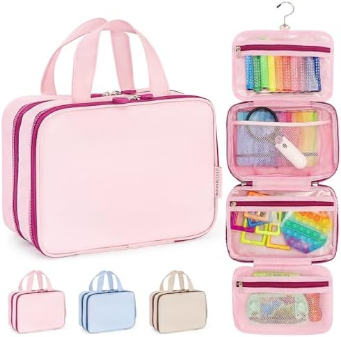 Kids Travel Organizer – Multi-Compartment, Water-Resistant Hanging Bag for Toys, Snacks, & Acti... | Amazon (US)