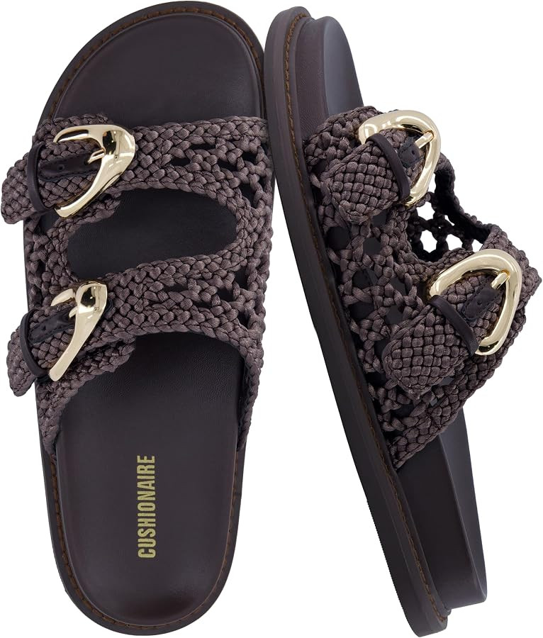 CUSHIONAIRE Wafful Women\u2019s Braided Slide Sandals with Dual Adjustable Buckles \u2013 Memory ... | Amazon (US)