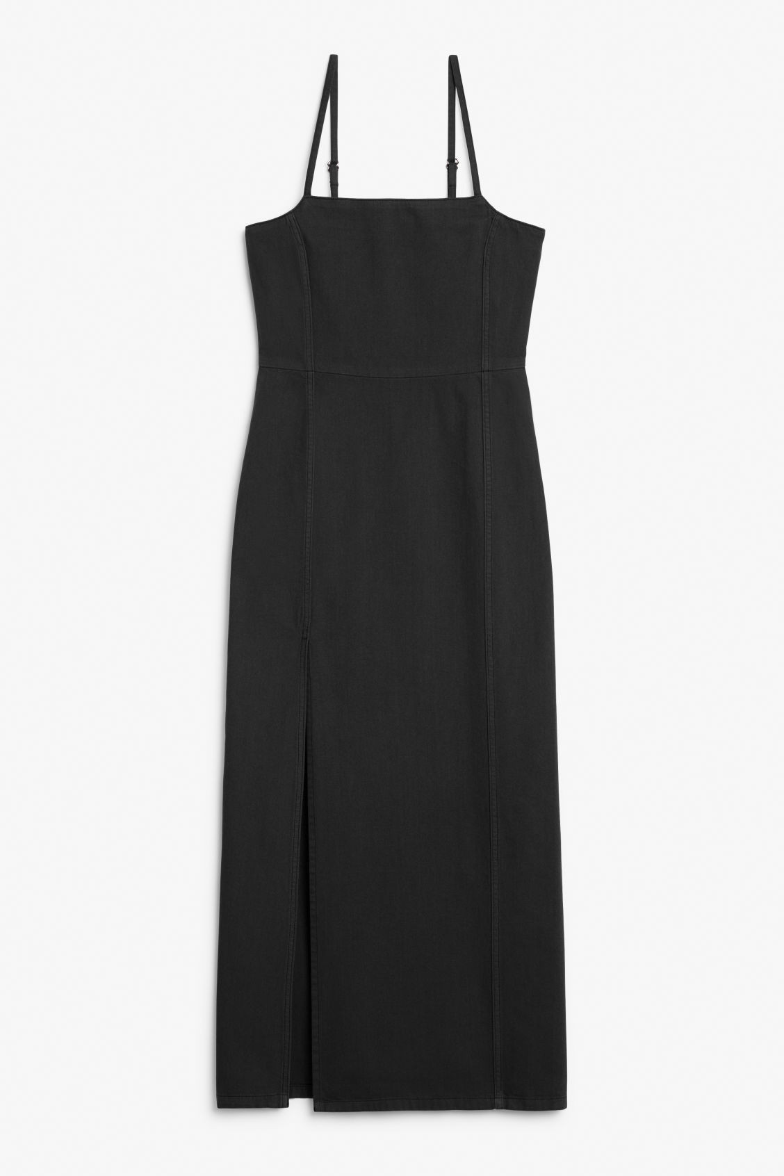 Square-neck denim maxi dress - Black | Monki