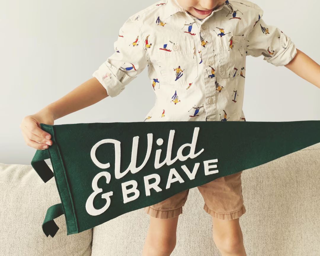 Wool Felt Pennant Flag - Wild & Brave - Kids Vintage Style Felt Pennants Inspired by Adventures i... | Etsy (US)
