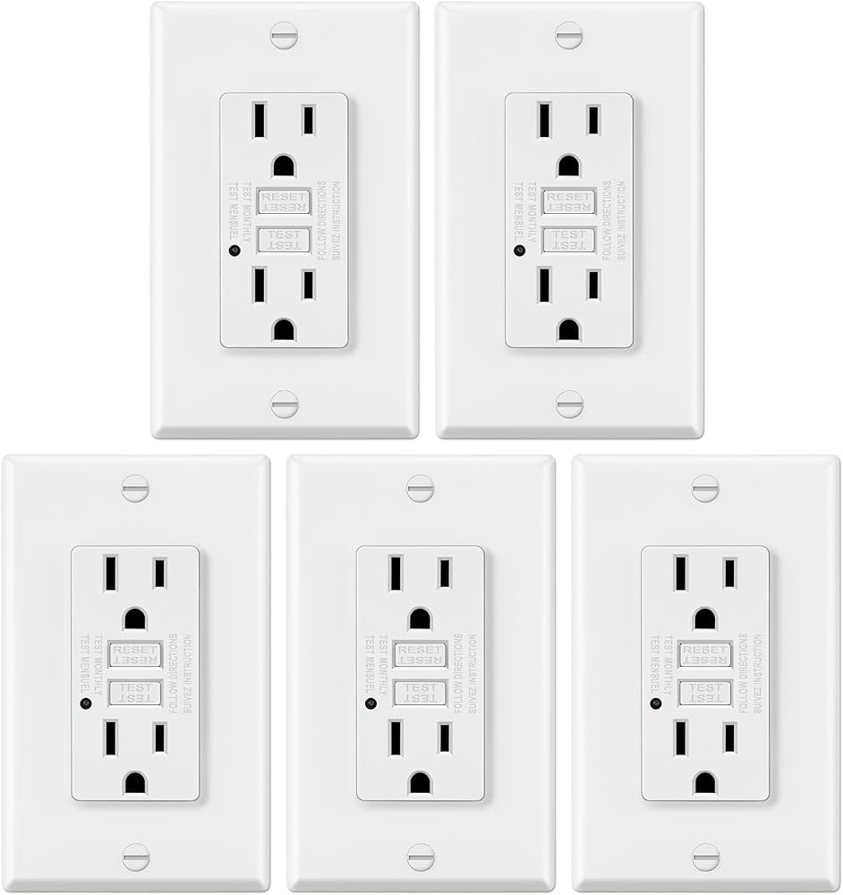 ELECTECK 5 Pack GFCI Outlets 15 Amp, Non-Tamper Resistant, Decor GFI Receptacles with LED Indicat... | Amazon (US)