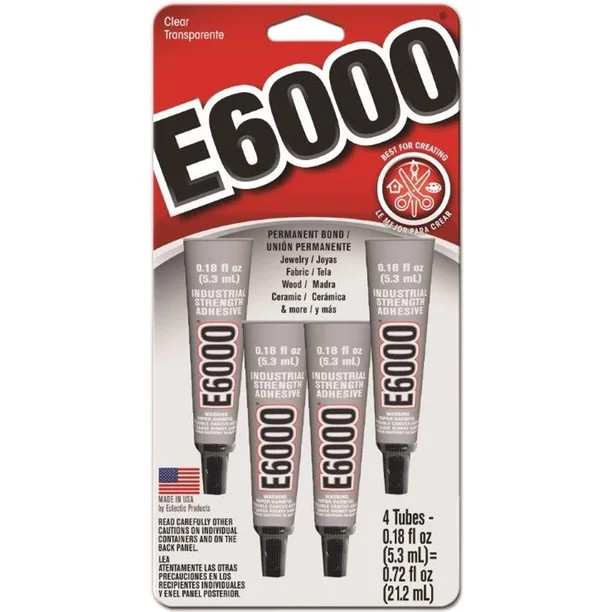 Eclectic E6000 Mini Tubes Adhesive, Clear, 0.18 Fl. Oz, 4/Pkg. | Walmart (US)