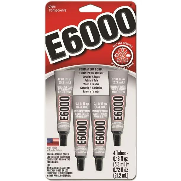 Eclectic E6000 Mini Tubes Adhesive, Clear, 0.18 Fl. Oz, 4/Pkg. | Walmart (US)
