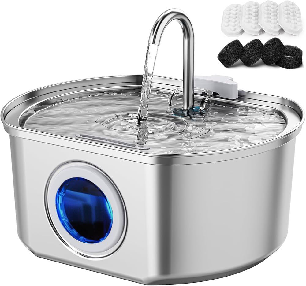 Cat Water Fountain Stainless Steel: 108oz/3.2L Cat Fountain for Drinking- Pet Water Fountain for ... | Amazon (US)