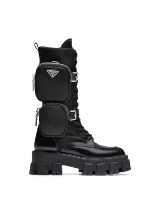 Monolith leather and nylon boots | Prada Spa US