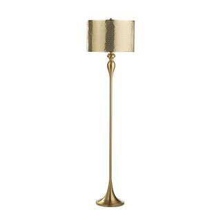 63.5 in. Brushed Modern and Contemporary Standard Floor Lamp with Gold Metal Shade | The Home Depot