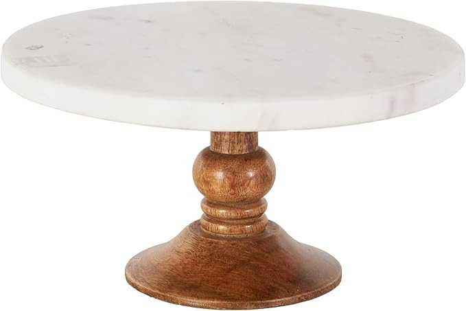 Deco 79 Mango Wood Cake Stand with Wood Base, 10" x 10" x 5", White | Amazon (US)