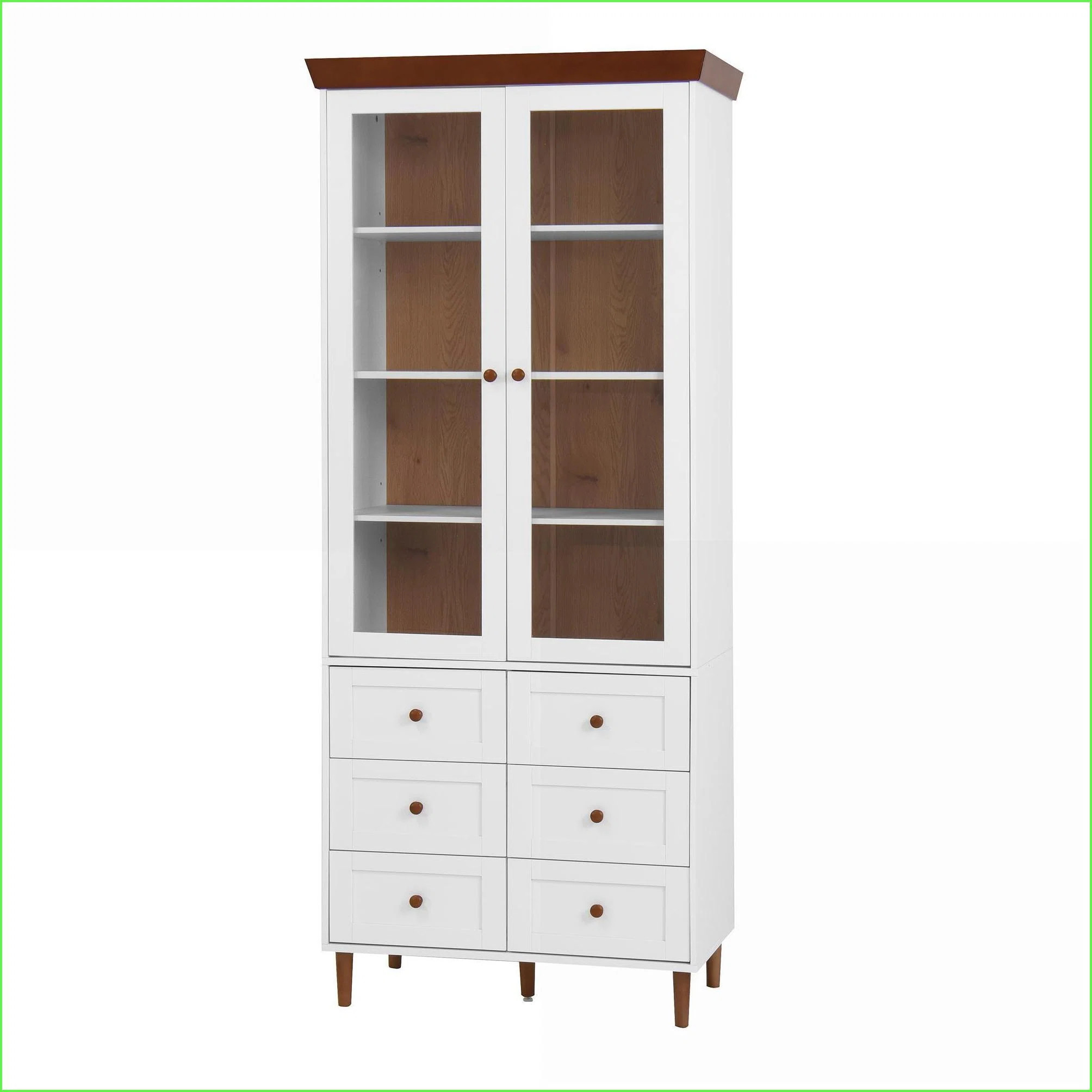 Cabinets, Tall Modern Off-White MDF Storage Cabinet with Glass Doors &amp; Adjustable Shelves for... | Wayfair North America