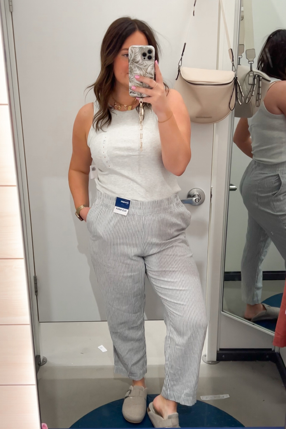 casual spring outfit - large in both - high neck tank is great for layering and wearing into summer - linen pants are a nice straight leg fit 

#LTKmidsize #LTKSeasonal