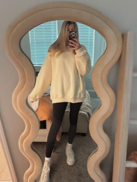 Casual Winter Outfit. I want this crewneck in every color. It is SO COMFY

Leggings | Warm Outfit | Loungewear 

#LTKSeasonal #LTKstyletip #LTKfindsunder50