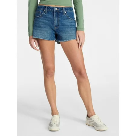 No Boundaries Mid-Rise Denim Shorts, 3" Inseam, Women's 00-20 | Walmart (US)
