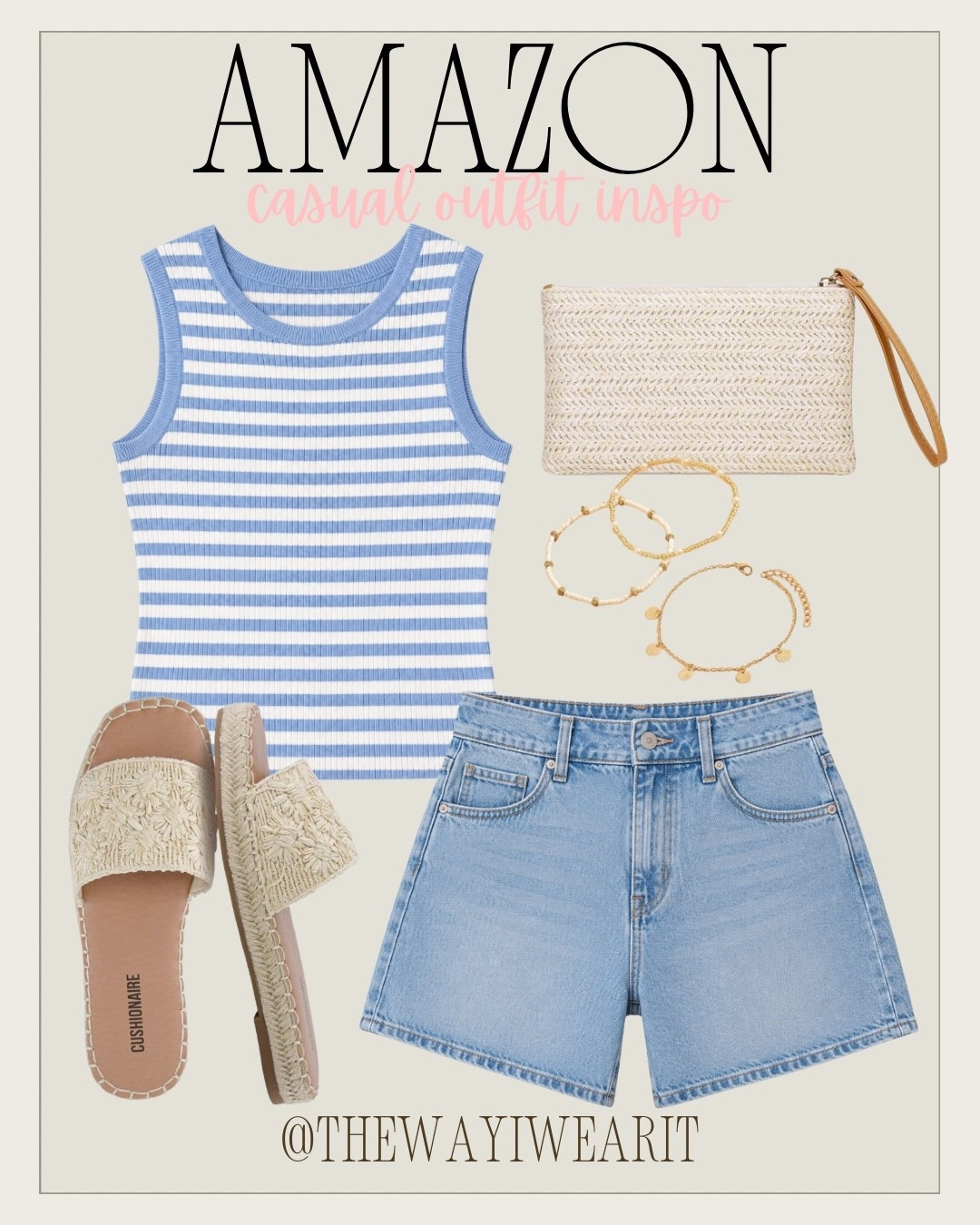 Found these cute summer staples on Amazon! Perfect for a laid-back day. #SummerStyle #AmazonFinds