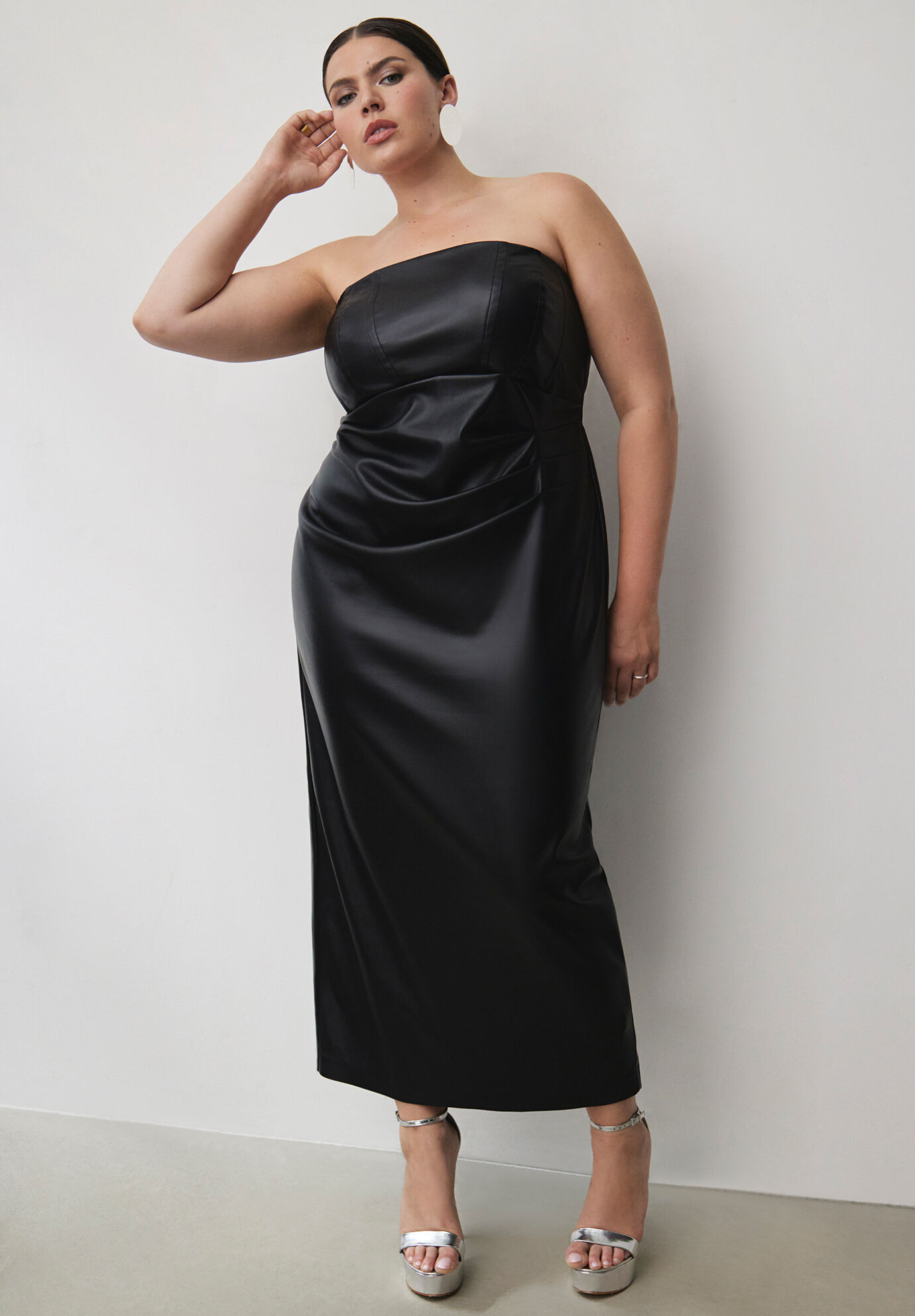 Leather Corseted Column Dress | Eloquii