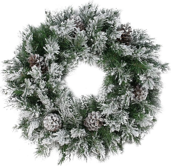 Northlight 24" Green and Brown Flocked Angel Pine with Pine Cones Artificial Christmas Wreath - U... | Amazon (US)