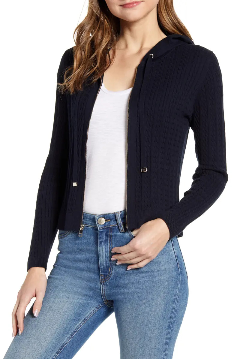 Hooded Cable Knit Cotton Sweater | Nordstrom