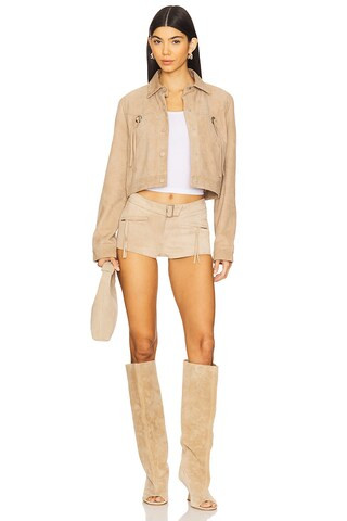 X Revolve Luna Cropped Jacket in Sand | Revolve Clothing (Global)