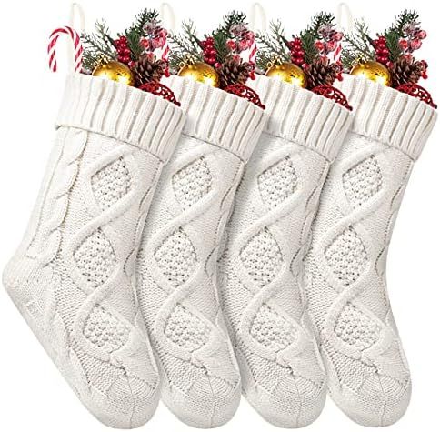 4 Pack Christmas Stockings, 14 Inches Cable Knitted Stocking Gifts & Decoration for Family Holida... | Amazon (US)