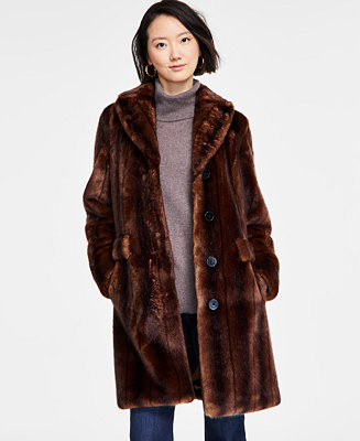 Jones New York Women's Faux-Fur Single-Breasted Blazer Coat - Macy's | Macy's