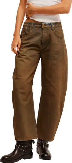 Free People Good Luck Coated High Waist Ankle Barrel Jeans | Nordstromrack | Nordstrom Rack