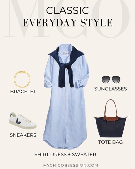 Let's chat about the ultimate casual outfit that's both comfy and cute: a flowy blue maxi shirtdress paired with some sneakers and a big tote bag. Add a long sweater draped around your shoulders for those chillier days. Top it off with some fun sunglasses and a cute bracelet or two. This look just screams effortless chic! It's perfect for everything from brunch with your besties to strolling through the farmer's market on a sunny day. The maxi dress keeps things breezy while the sneakers add a sporty vibe. Carry all your essentials in that roomy tote bag. And don't forget the accessories like sunnies and jewelry to give your outfit a personal touch! This ensemble is versatile, easy to throw on, and will have you looking casually fabulous wherever you go.

#LTKstyletip #LTKSpringSale #LTKSeasonal