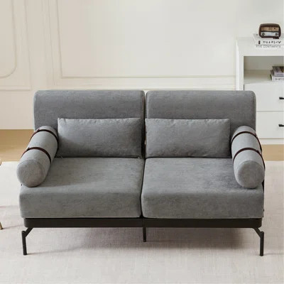 Modern Loveseat Sofa 59" Sofa Couch 2-Seater Sofa With Flexible USB Ports , Unique Cylindrical Armrests For Living Room | Wayfair North America