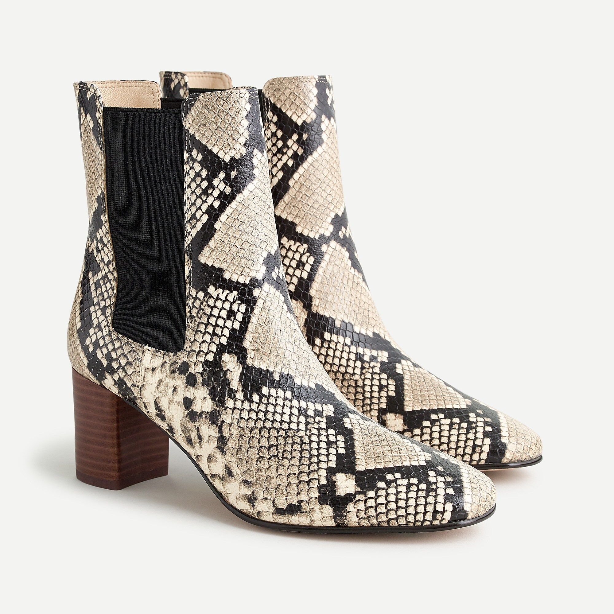 Leather stacked-heel boots | J.Crew US