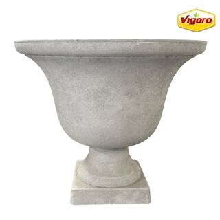 Vigoro Elise Large White Resin Lightweight Urn Planter with Optional Drainage Hole (17.75 in. L x... | The Home Depot