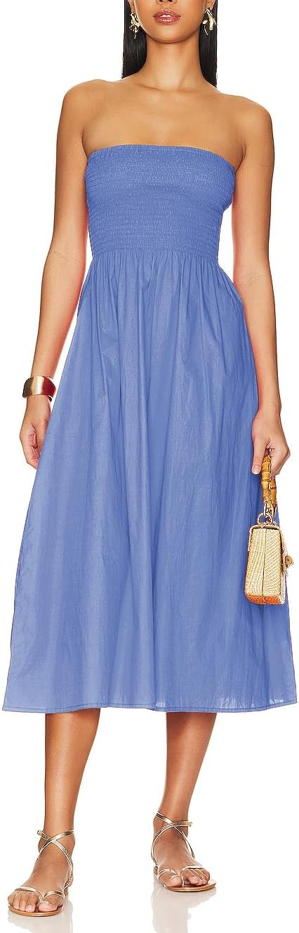 Aigeman Women Strapless Tube Maxi Dress Flowy Swing Long Sundress Sleeveless Summer Boho Beach Dr... | Amazon (US)