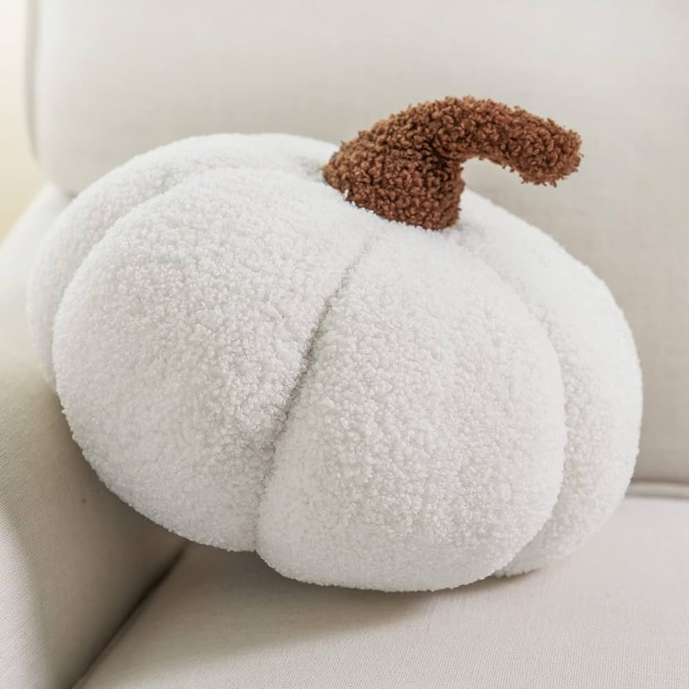 Phantoscope Teddy Fleece Pumpkin Throw Pillows Ultra Soft Sherpa Decorative Cute 3D Shaped Cushio... | Amazon (US)