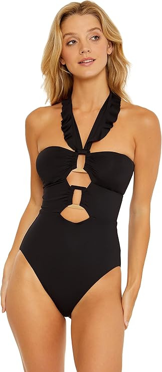 Soluna Swim Buckle Up - Women's One Piece Bandeau Swimsuit with Cut Out Neckline and Removable Cu... | Amazon (US)