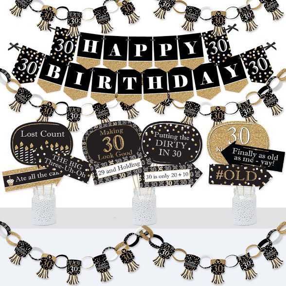 Big Dot of Happiness Adult 30th Birthday - Gold - Banner and Photo Booth Decorations - Birthday P... | Target