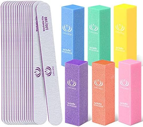 16Pack Nail Files and Buffers - Capularsh Professional 10PCS 100/180 Grit Double Sided Emery Board N | Amazon (US)