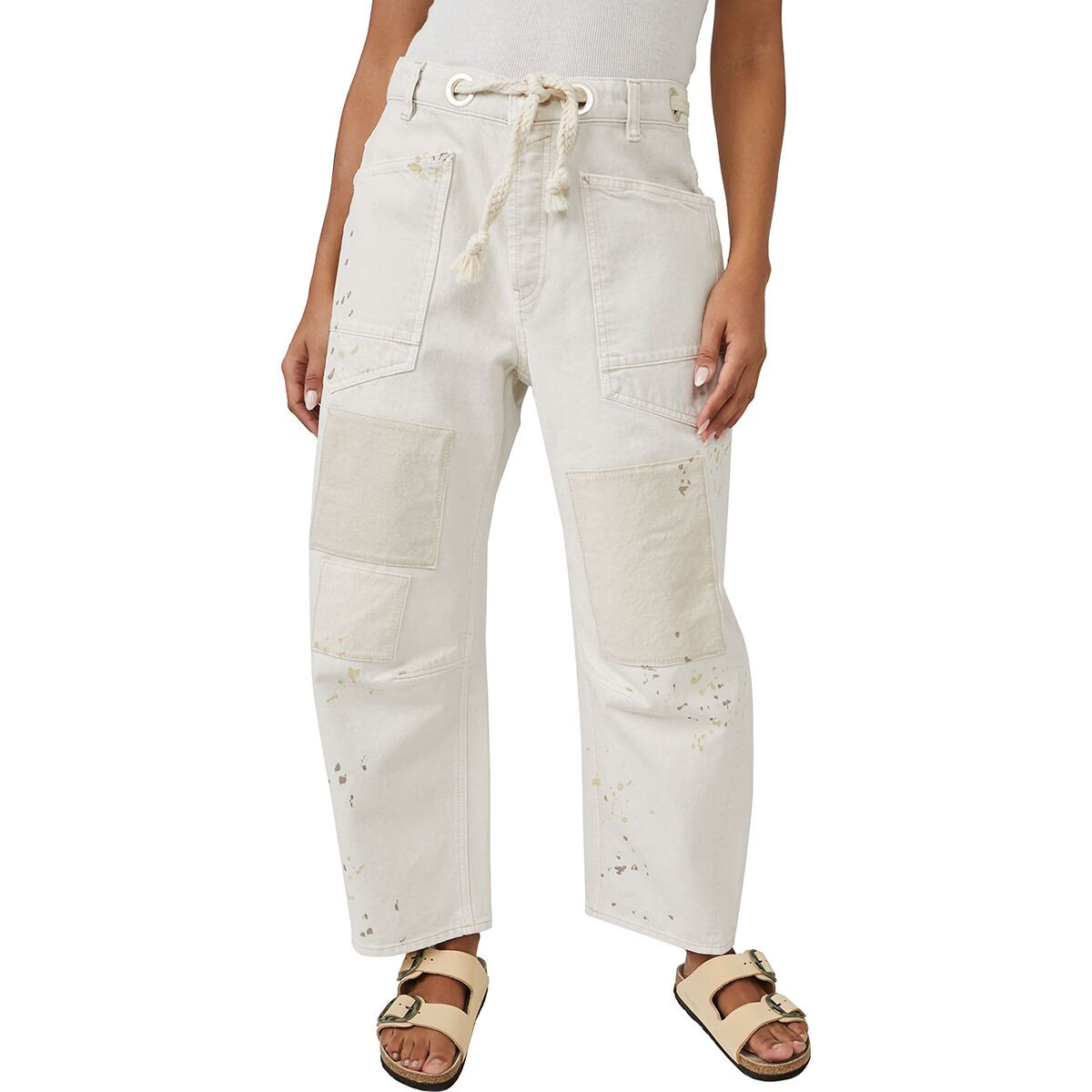 Free People Moxie Low-Slung Pull-On Barrel Pant - Women's White, 32 | Backcountry