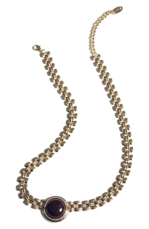 MANGO Resin Pendant Necklace in Brown/Gold at Nordstrom | Nordstrom