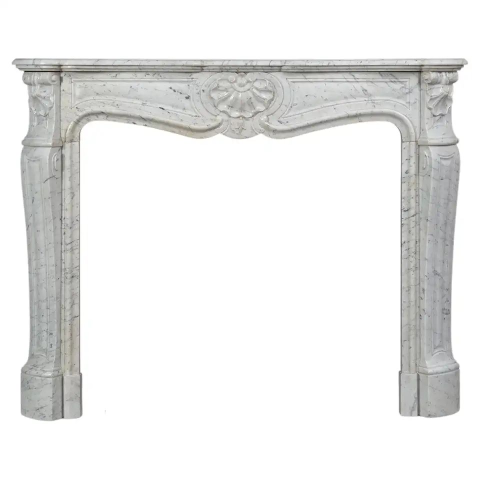 Antique Fireplace in White Marble, Louis XV Style | 1stDibs